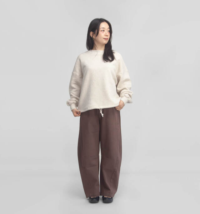 Kepani ケパニ 裏起毛 クルーネック スウェット トレーナー 裾ドロー