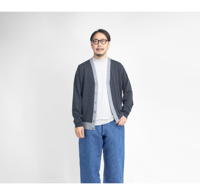 JOHN SMEDLEY ジョンスメドレー LITCOTT バイカラーニットカーディガン
