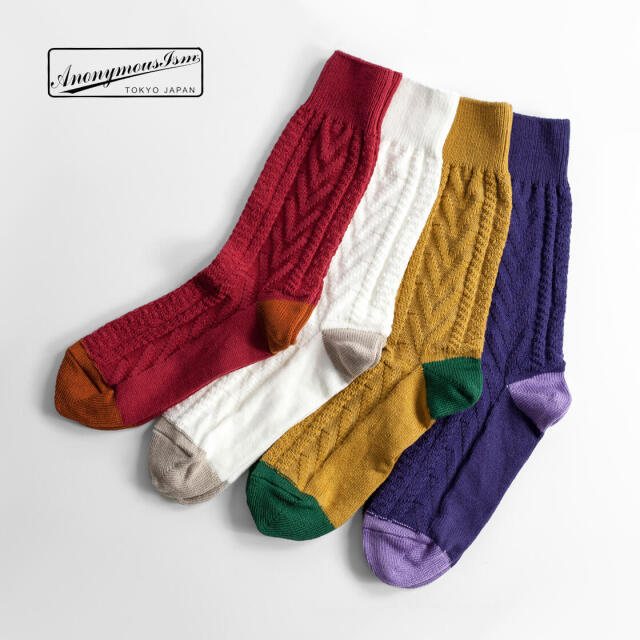 AnonymousIsm アノニマスイズム ケーブル クルーソックス 日本製 靴下