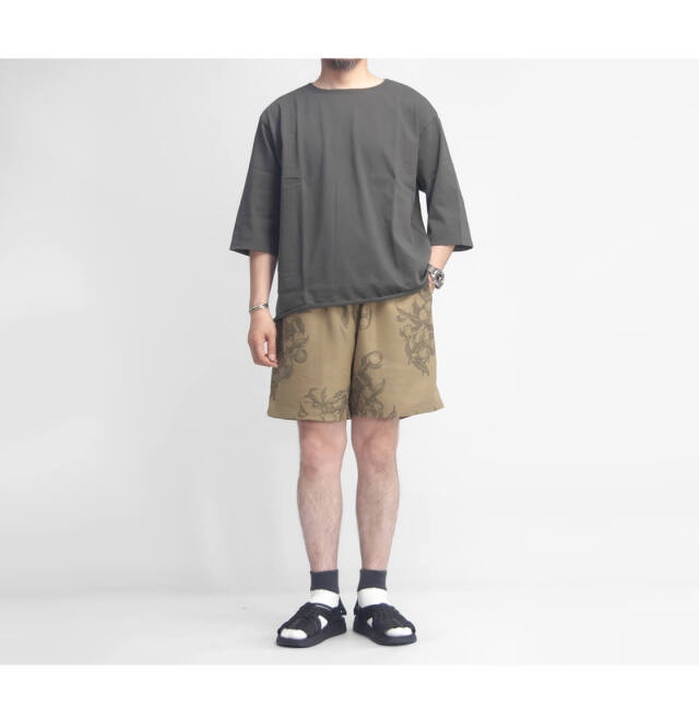 NANGA SEAロゴ入り黒ショートパンツ Lサイズ NANGA SEAロゴ入り黒