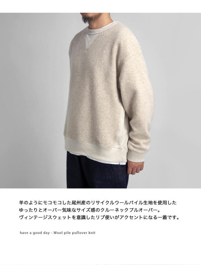 have a good day ハブアグッドデイ ウールパイル プルオーバーニット