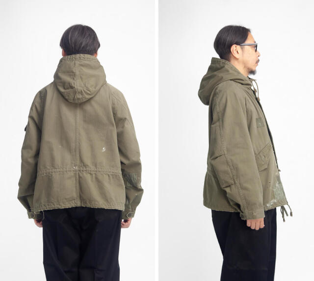 H.UNIT エイチユニット ヘリンボーン フードジャケット M-51 ショート