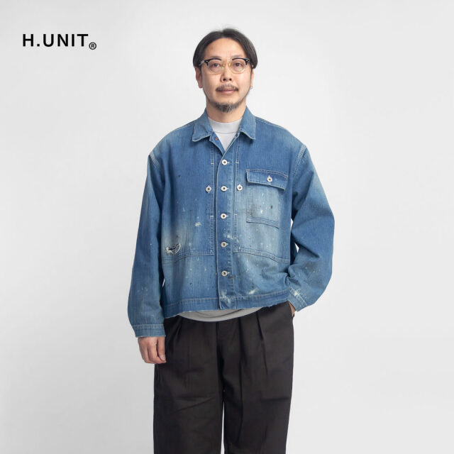 H.UNIT エイチユニット P-44 ネップ デニムジャケット ダメージ加工