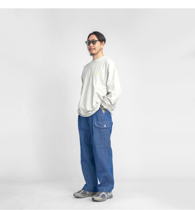 H.UNIT エイチユニット コットンリネンシャンブレー カーゴパンツ