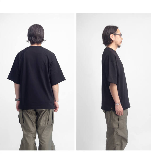 Mared マレッド 強撚天竺 スプリットラグランスリーブTシャツ