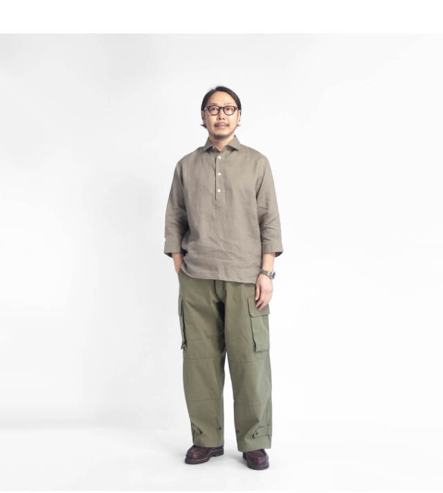 TICCA 青 プルオーバーシャツ　リネンシャツ TICCA 青 プルオーバーシャツ リネンシャツ
