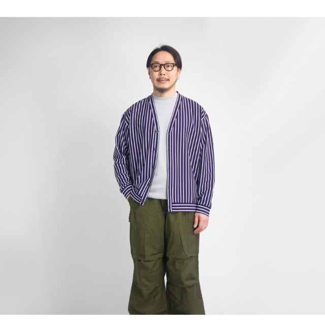 AMIRI ストライプカーディガン Harriss ハリス スーピマポンチ ストライプカーディガン 日本製