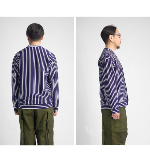 Harriss ハリス スーピマポンチ ストライプカーディガン 日本製 メンズ