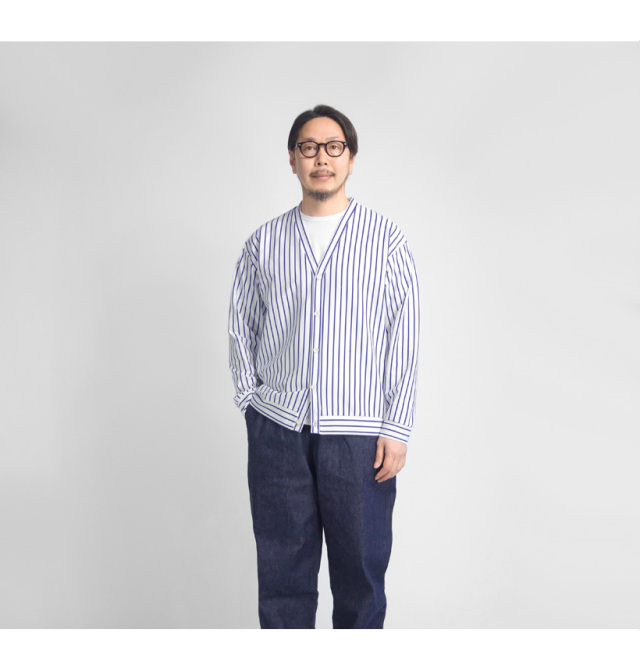 Harriss ハリス スーピマポンチ ストライプカーディガン 日本製