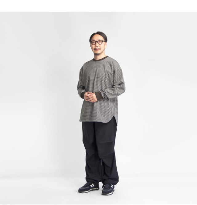 Bettaku ベッタク 1タック メクラジマボーダー長袖Tシャツ 日本製 メンズ