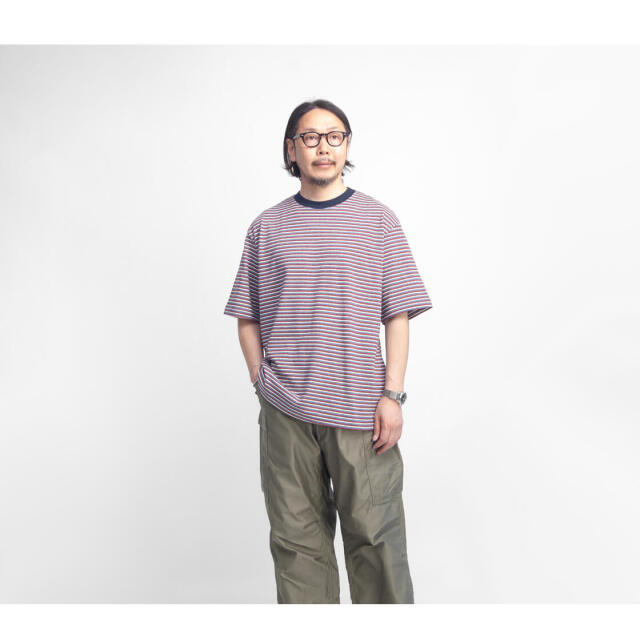 MANUAL ALPHABET (マニュアルアルファベット) | MINI BORDER WIDE TEE (brown) | トップス ボーダー Manual Alphabet / MINI BORDER WIDE TEE | e n o u g h