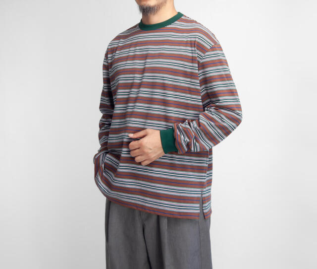 MANUAL ALPHABET マニュアルアルファベット マルチボーダー ワイド長袖