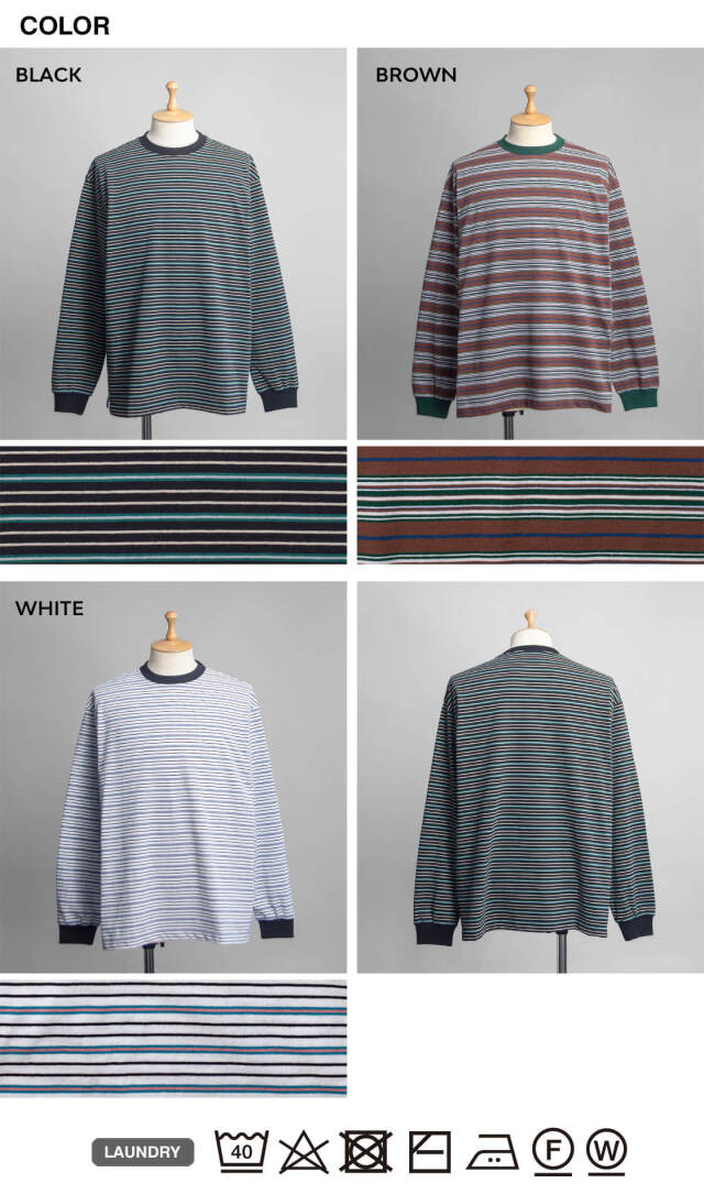 MANUAL ALPHABET マニュアルアルファベット マルチボーダー ワイド長袖