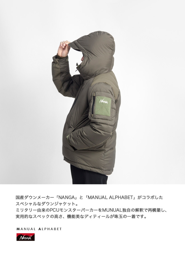 ナンガ × マニュアルアルファベット × BEAMS 40th ダウンジャケット 