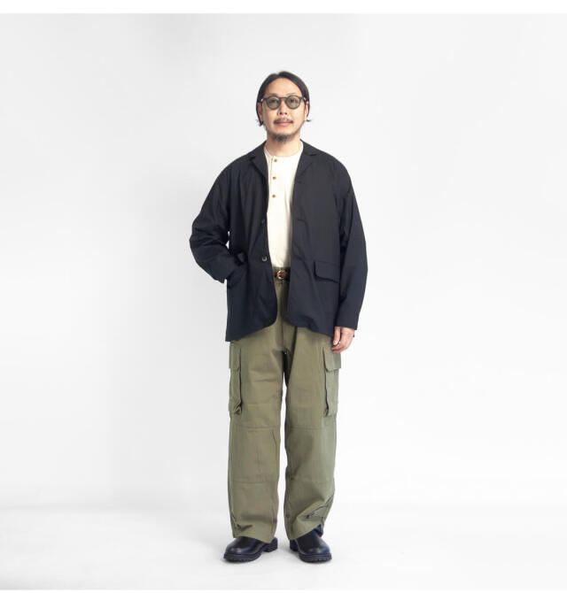 【新品特価】Manual Alphabet ノーカラーJKT　ブラック(L) 新品特価】Manual Alphabet ノーカラーJKT ブラック(L