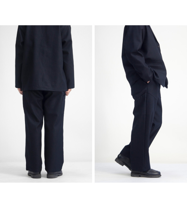 MANUAL ALPHABET TWILL PANTS ベイカーパンツ ネイビー MANUAL ALPHABET マニュアルアルファベット ボンディングウール