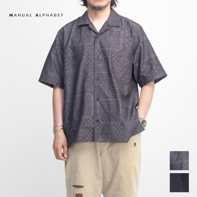 MANUAL ALPHABET マニュアルアルファベット 半袖  花柄シャツ manualalphabet マニュアルアルファベット 半袖シャツ