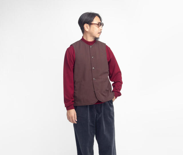 ARAN アラン ナイロンタッサー 薄中綿 ベスト 日本製 メンズ