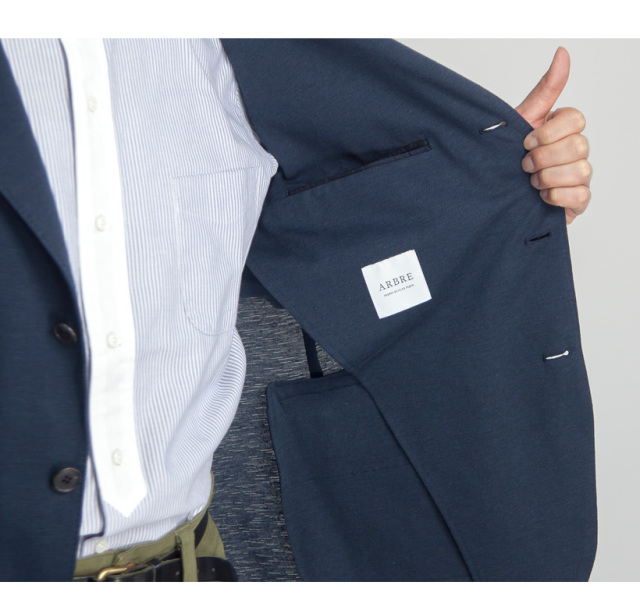 ARBRE アルブル EVALET 綿麻ジャージー 段返り3Bテーラードジャケット