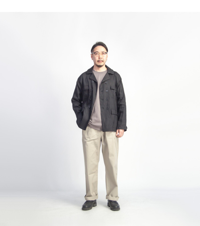 ARBRE アルブル ストレッチリネンレーヨン サファリジャケット メンズ