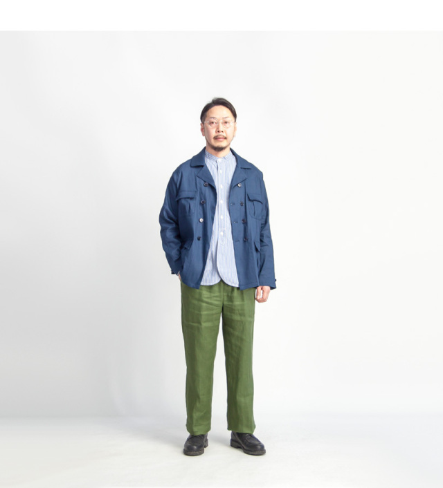 ARBRE アルブル ストレッチリネンレーヨン サファリジャケット