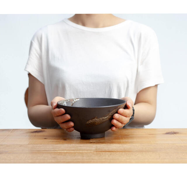 丹波焼 丹波立杭焼 丹文窯 大西雅文 黒釉 ガラス釉 ラーメン