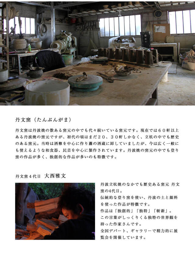 丹波焼 丹波立杭焼 丹文窯 大西雅文 黒釉 赤釉 丸
