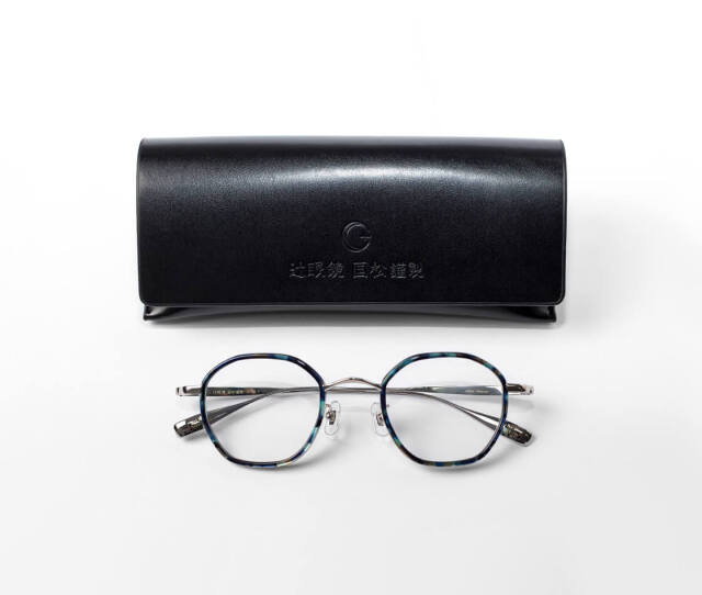 辻眼鏡 国松謹製 オクタゴンフレーム コンビ チタン 多角形 TJ-006