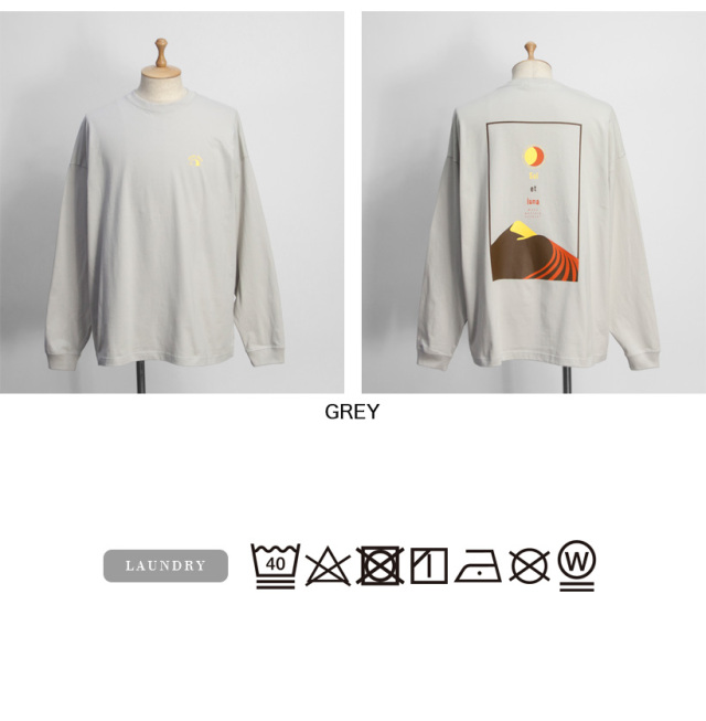 Mared マレッド お日さまお月さま バックプリント 長袖リブTシャツ ロンT