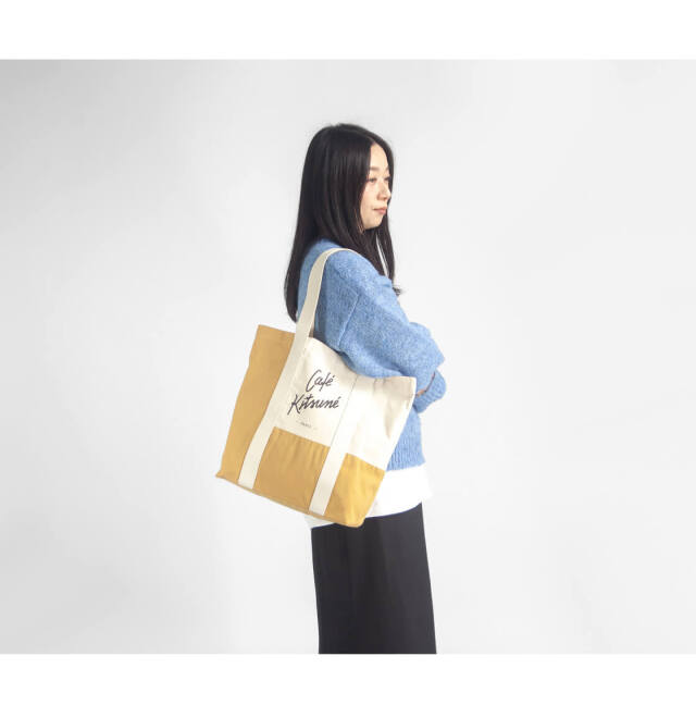 Cafe Kitsuné colorblock tote bag Maison Kitsune Cafe Kitsune Tote Bag Beige | Mainline