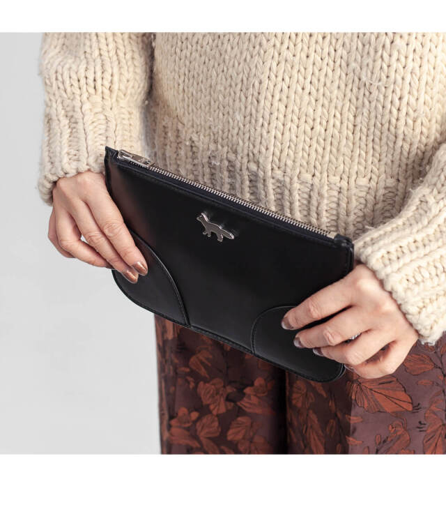 MAISON KITSUNE メゾンキツネ レザー ポーチ BOOGIE ZIPPED POUCH 革  