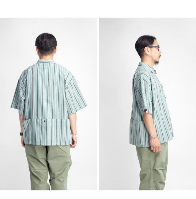 田中期 90s AD1995 ジップアップデザインオーバーシャツ WILDERNESS EXPERIENCE ウィルダネスエクスペリエンス ストライプ