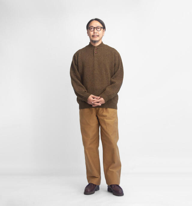 イタリア製】Rota コットンモールスキン2タックトラウザーズブラウン