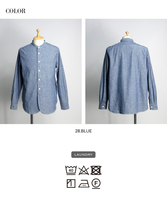 FOB FACTORY バンドカラーシャツ FOB FACTORY FOBファクトリー セルヴィッチシャンブレー バンド
