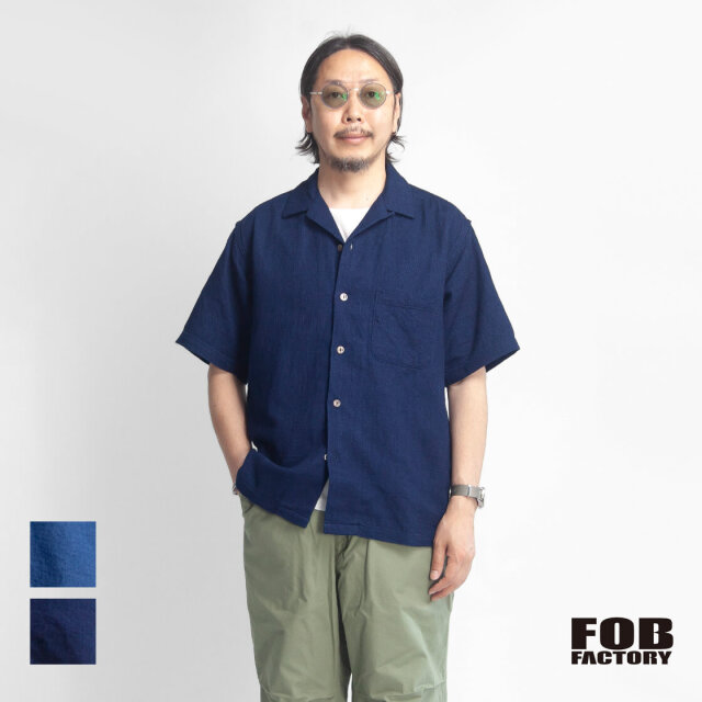 FOB FACTORY FOBファクトリー インディゴパナマダブルガーゼ 半袖