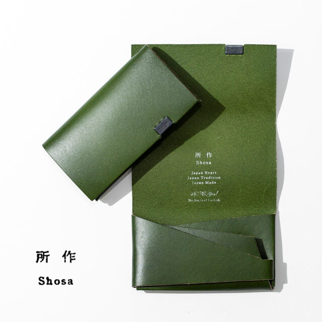 所作 shosa カードケース 名刺入れ 抹茶 本革 レザー 日本製 メンズ