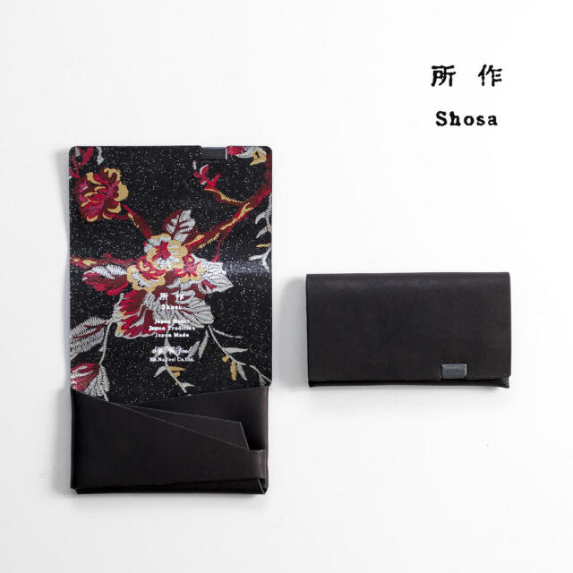 所作　shosa 名刺入れ 黒 レザー 日本製 所作 shosa カードケース 名刺入れ ワルツ 星 太陽 本革 レザー