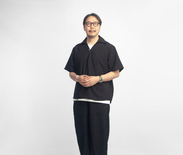 LAOTOUR リネンライクブッチャー ドライ スキッパー半袖シャツ