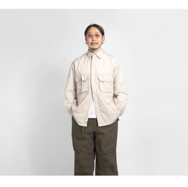 杉*二様 値下げ！cullni 20aw ビッグフラップポケットシャツ　ベージュ AXESQUIN アクシーズクイン ナイロンタフタ マルチフラップポケット