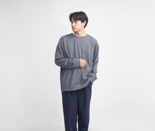 アクシーズクイン（AXESQUIN）ハチジュウハチヤ 長袖 41009 墨色 AXESQUIN ハチジュウハチヤ メリノウール 長袖 AXESQUIN アクシーズクイン 長袖　シャツ