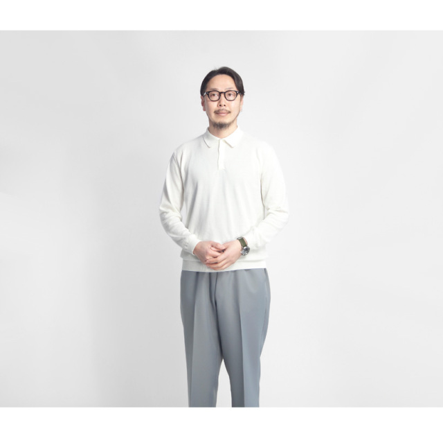 MOONCASTLE ムーンキャッスル アイスコットン 長袖ニットポロシャツ 月 