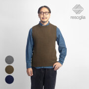 Resoglia リソリア ランドノア ブリティッシュウール クルーネック ニットベスト 日本製 メンズ