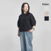 WHYTO. ホワイト カーブスリーブTシャツ クルーネック レディース