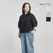 WHYTO. ホワイト カーブスリーブTシャツ クルーネック レディース