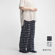 WHYTO. ホワイト ジャカード ワイドパンツ 2タック 総柄 レディース