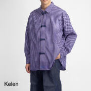 KELEN ケレン BRETON チャイナボタン チェックシャツ メンズ