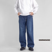 OMNIGOD オムニゴッド 10ozデニム 5Pイージーデニムパンツ ユーズド加工 日本製 メンズ