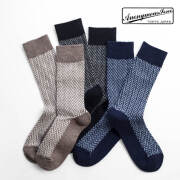 Anonymousism アノニマスイズム ウールヘリンボーン クルーソックス 日本製 靴下 メンズ