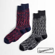 AnonymousIsm アノニマスイズム ツイードジャカード柄 クルーソックス ウール 全２色 日本製 靴下 メンズ