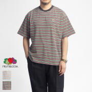 FRUIT OF THE LOOM フルーツオブザルーム ピーチ起毛天竺 ナローマルチボーダーTシャツ メンズ